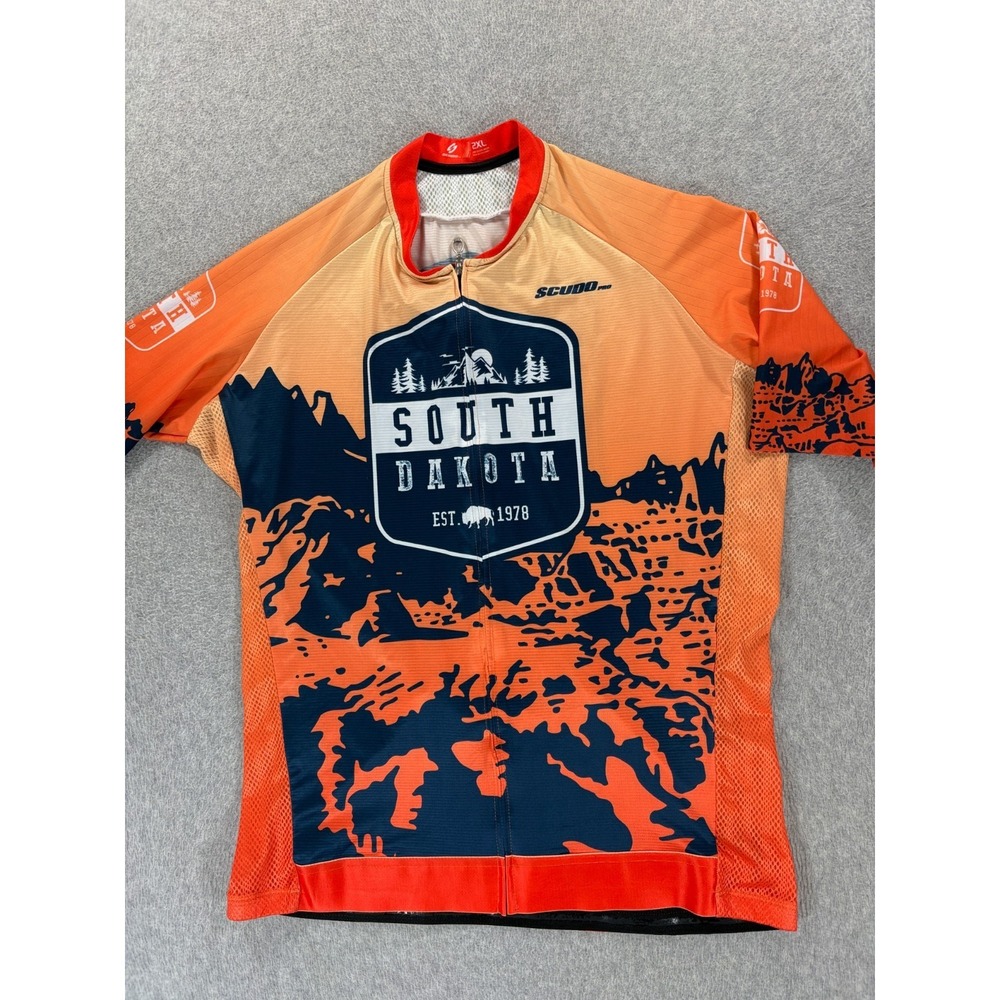 Scudo South Dakota Short Sleeve Full Zip Cycling Jersey (Men's 2XL) Orange